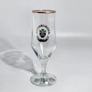 Augsburger Gold Rimmed Vintage Beer Glass Barware With Crest Design